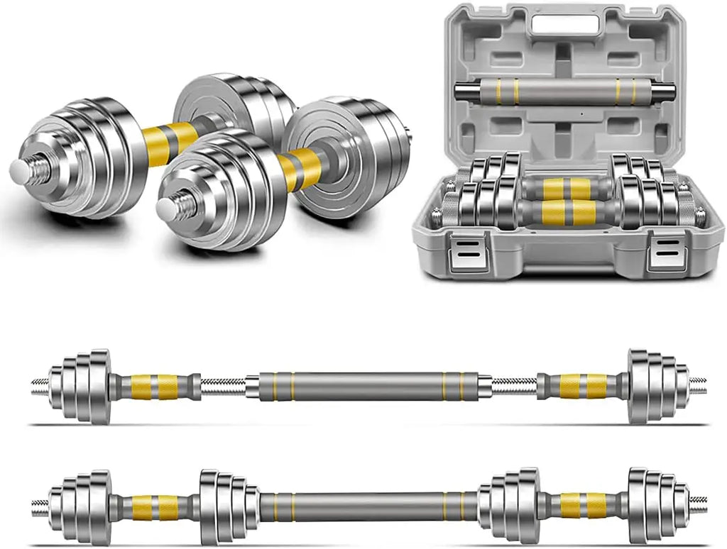 Home Gym Fitness Workout, Steel Dumbbell Set, 3 in 1, 44/66/88 LBS