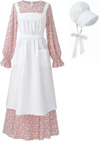 Pioneer Dress Women Prairie Dress with Bonnet Adult Long Colonial Costume