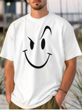Pure - Cotton White T - shirt for Men: Simple and Bold Smiling Face Design