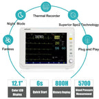 Portable Veterinary Monitor 6 Parameter, 12.1" LCD Big Screen Vet Patient for Pet Dogs Cats Animal Clinic