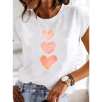 【New Arrival】Women's White Dragonfly Print Tee Let It Be Summer Casual Top