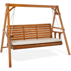 5-Person Outdoor Porch Swing with Cushions, Heavy Duty 880lbs, Ideal for Yard, Garden, Pool, Deck, Brown