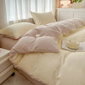 2-side Solid Color Brush Fabric Bed Set 4 Pieces Duvet Cover Pillowcase Bedding Set Bed Sheet Quilt Cover Single Queen King Size