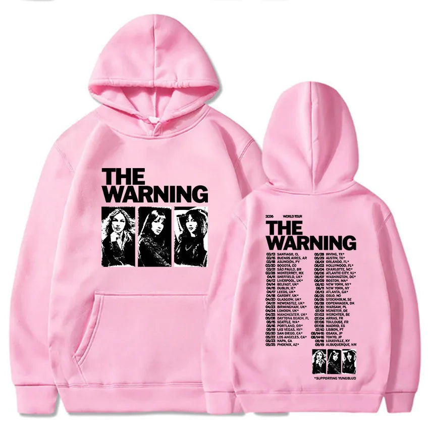 The Warning World Tour 2026 Hoodies Unisex Streetwear Long Sleeve Fleece Hooded Pullovers Graphic Merch Band Fashion Print Hoody