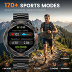 Rugged Smartwatch for Men: Waterproof, 170+ Modes, Fitness Tracker with Metal Band