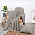 Knitted Throw Blanket 50" x 60" and 2 Pillow Covers (18" x 18") 3 Pcs Throw Blanket Set Decorative Throw Blankets for Couch Sof