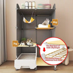 Indoor Metal Pet Playpen with Litter Box, Climbing Ladder, and 360° Wheels (42.9x15.4x46.9in)