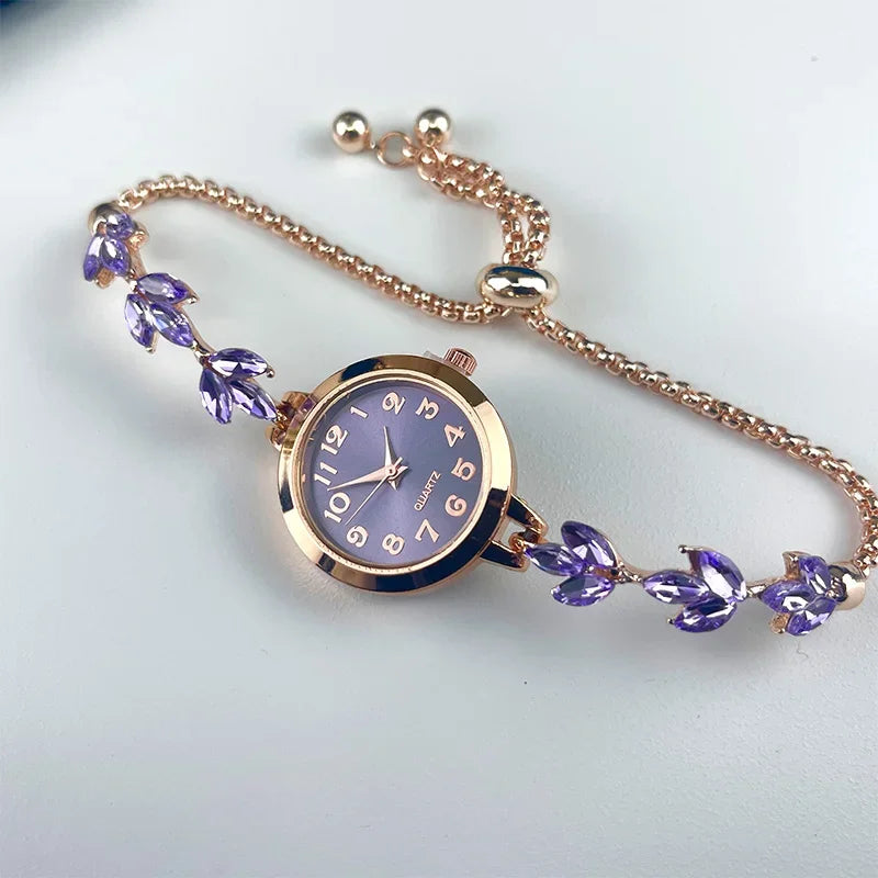 Elegant Women Watches Luxury Rhinestone Bracelet Bracelet Quartz Watch Reloj Mujer Girls Clock Gift（Without Box）