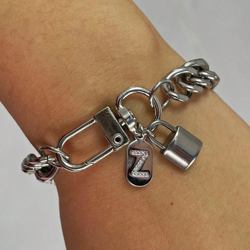 1 Pc Silver Oval Bracelet With A-Z26 Letter Necklace, Unique And Exquisite Style, Suitable For Festivals And Daily Wear