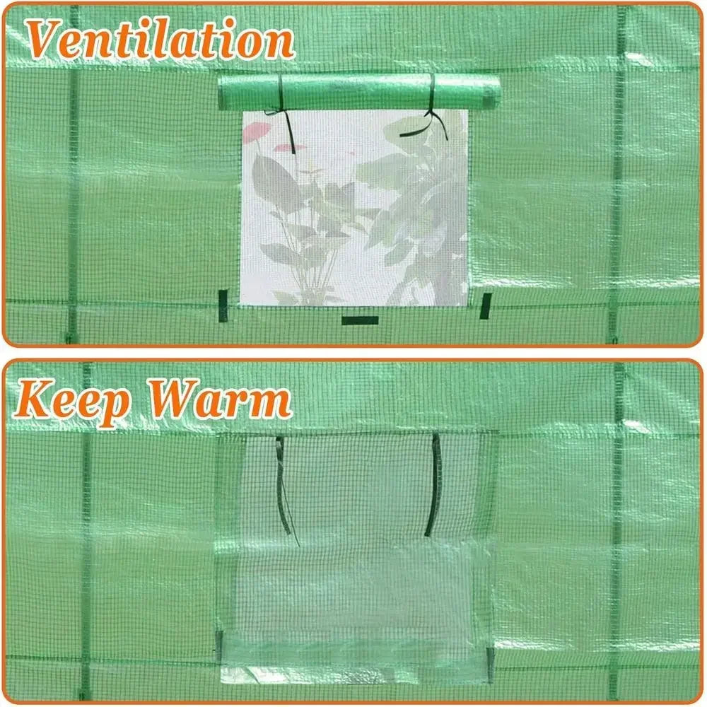 Extra Large Walk-In Outdoor Garden Greenhouse Replacement Cover (24.6ft x 10ft x 7ft)
