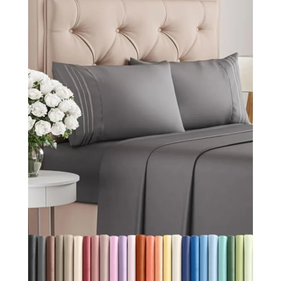 Size 4 Pcs Sheet Set - Comfy Breathable and Cooling Sheets - Hotel Luxury Bed Sheets for Women and Men - Deep Pockets, Easy-Fit