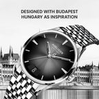 AGELOCER Original Budapest Watch Men's Luxury Gold Watch Big Calendar Automatic Mechanical Watch Birthday Gift for Men