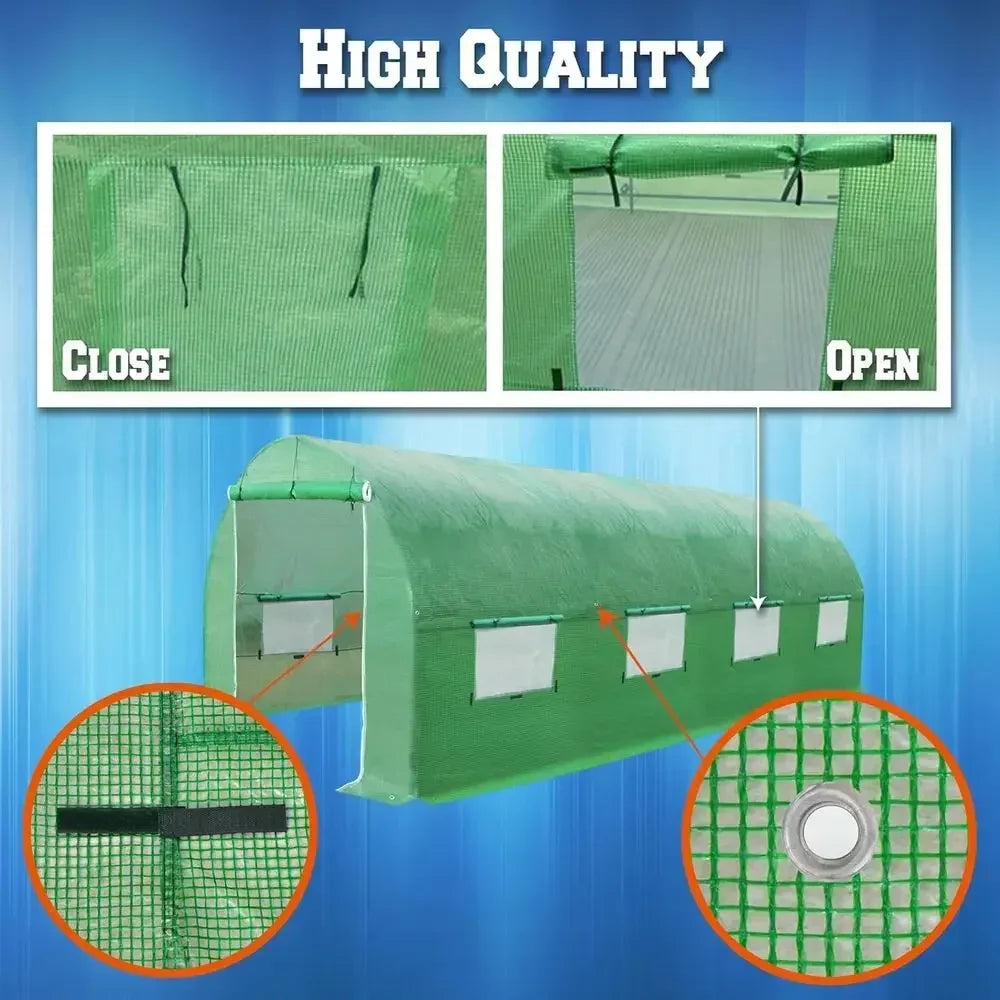 20' x 10' x 7' Greenhouse Cover for Outdoor Hot Garden House with Support Arches for Climbing Plants and Vegetables