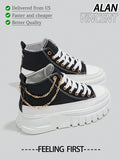 Fast Shipping Women Beige Canvas Shoes Rose Embroidery Gold Chain Decor Height Increasing Platform Shoes