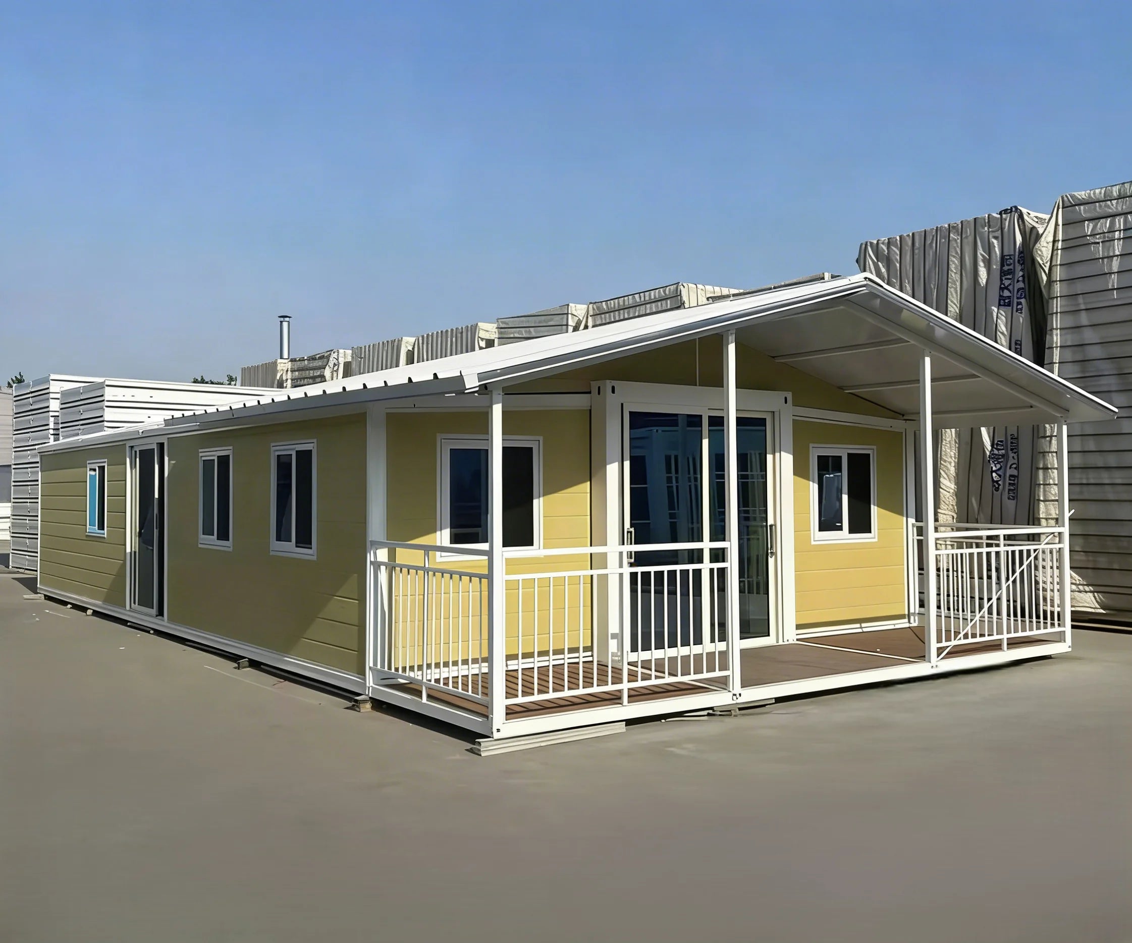 Tiny Expandable Container House Bedroom Bathroom Kitchen Off Grid Mountain Retreat Cabin Style Surrounded by Natural Forest View