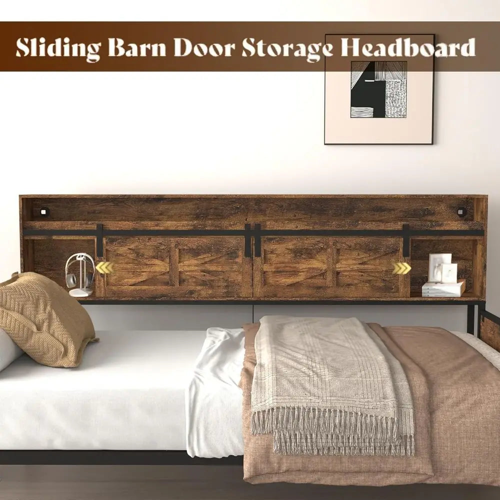 Sturdy Metal Twin Daybed with Trundle, LED & Charging Station, Storage Headboard - Heavy Duty Frame for Living, Bedroom, Guest R