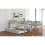 Gray Twin Over Twin Bunk Bed with Trundle and Storage