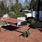 Double Hammock with Stand - 400 lbs Capacity for 2, 15-Foot Stand, Red Stripe Pattern