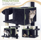 Indoor Use, Multi-Level Cat Tree in Dark Gray, with 3 Condos, Scratching Posts and Soft Extra Large Hanging Basket