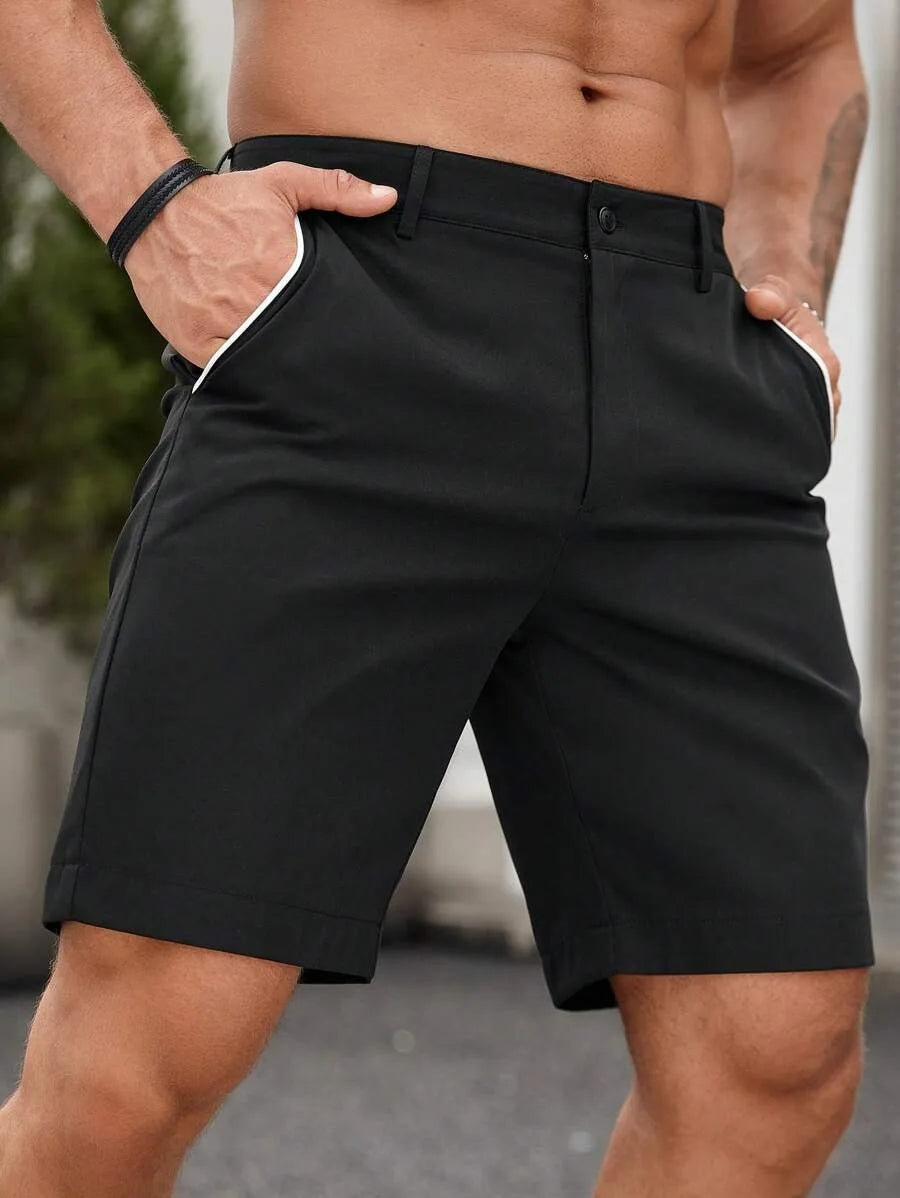 Men Stretch Golf Shorts Hiking Business Light Smooth Polyester Knee Length Summer