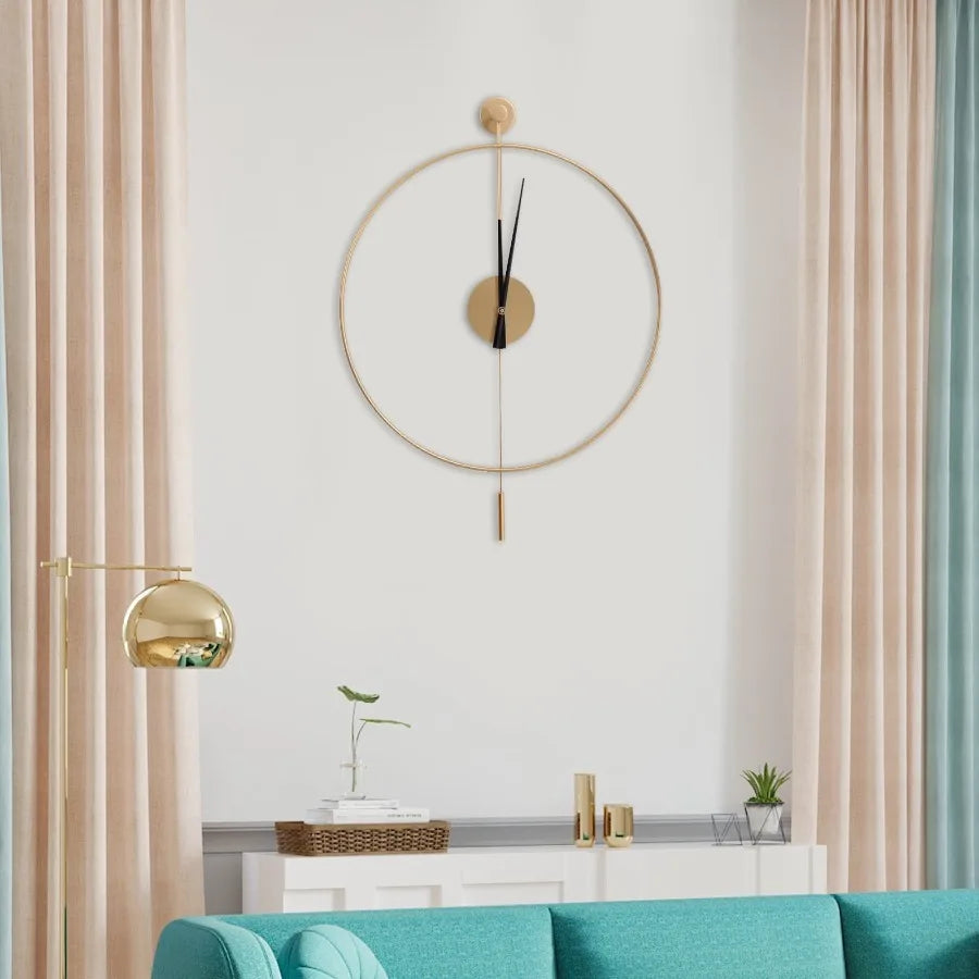 20in Wall Mounted Modern Non-Ticking Silent Metal Wall Clocks Battery Powered Round Classical Large Decorative Wall Clock