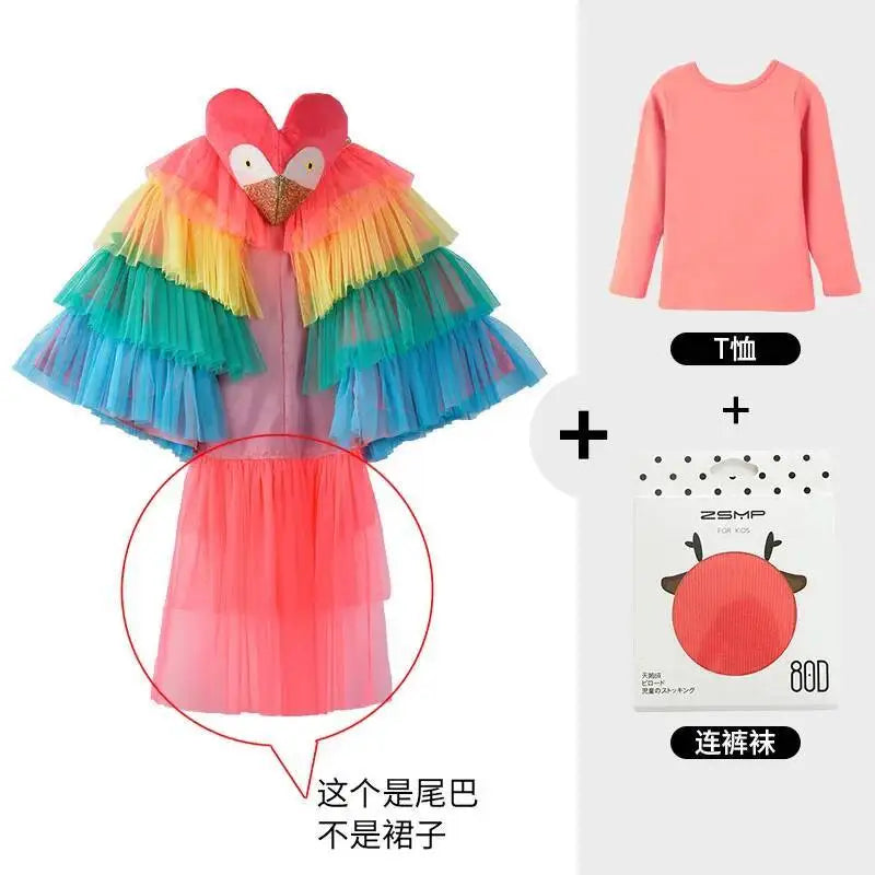 Halloween Children's Costume Cosplay Animal Parrot Performance Costume Kid Cloak Kindergarten Prom Animal Clothing