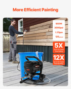 SucceBuy Stand Airless Paint Sprayer, 650W High Efficiency Airless Sprayer, 3000PSI Electric Paint Sprayer Machine Extension Rod