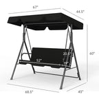 Adjustable Outdoor Patio Swing Chair for 3 Adults, Ideal for Deck, Lawn, Backyard, or Porch, Black