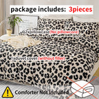 Fashionable Leopard Print Three-Piece Duvet Cover Set (1 Duvet Cover + 2 Pillowcases) Made of Ultra-Soft, Breathable Fabric, Skin-Friendly, Comfortable, Breathable, Machine Washable, Suitable for All Seasons, Elegant and Exqu