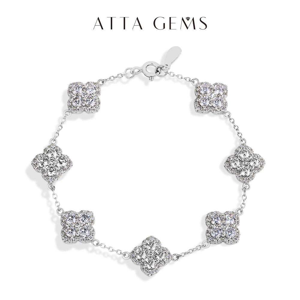 ATTAGEMS Full D VVS1 Moissanite Bracelets S925 Silver Yellow Gold Plated Bracelet for Women Lucky Jewelry Shipping From the USA
