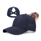 Summer Solid Color Baseball Caps Golf Wear Women Sport Leisure Cross Ponytail Hat Mesh Quick-Drying Half-Hollow Men's Peaked Cap