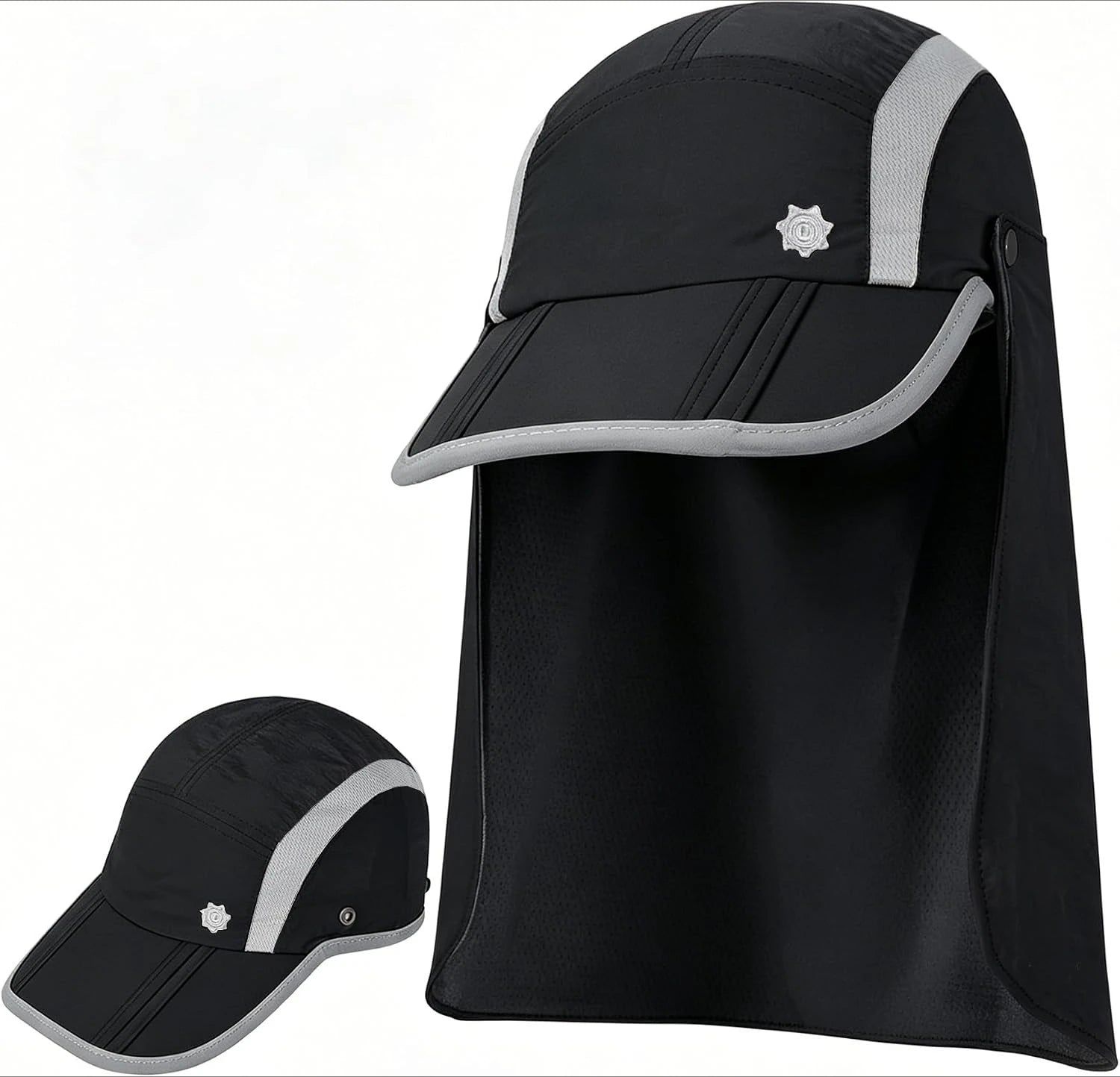 Quick Dry Breathable Sun Hat With Detachable Neck Flap Foldable UPF50+ UV Protection Wide Brim Fishing Baseball Cap For Travel Camping Cycling