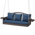 Upgraded Wicker Hanging Porch Swing Heavy Duty 900lbs 3-Seat Outdoor Patio Swing Chair Bench for Adult w/ 8.9ft Hanging