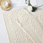 Knitted Throw Blanket 50" x 60" and 2 Pillow Covers (18" x 18") 3 Pcs Throw Blanket Set Decorative Throw Blankets for Couch Sof