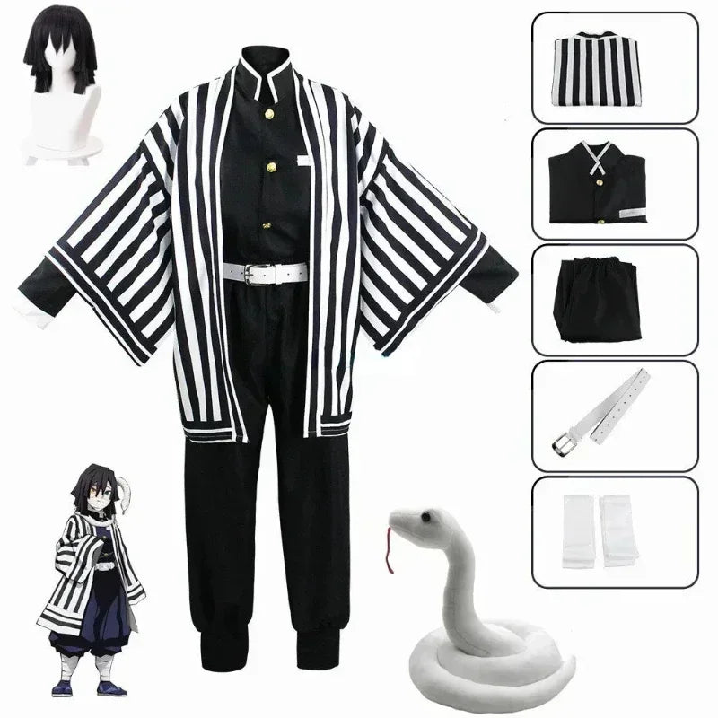Anime Kimetsu No Yaiba Iguro Obanai Kimono Uniform Anime Wig Cosplay Costume Halloween Party