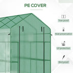 Outdoor walk-in greenhouse 7' x 5' x 6' with UV-protective green polyethylene cover, steel frame, mesh door and windows, includ