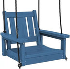 HDPE Single Porch Swing, Heavy Duty Single Person Swing Chair with 2 Polypropylene Hanging Ropes, Adirondack Hanging