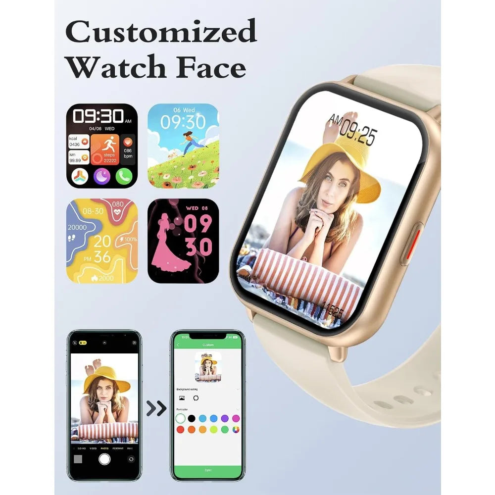 Smart Watches for Men and Women with 2 Bands, 1.8" Display, Fitness Tracker, Waterproof White