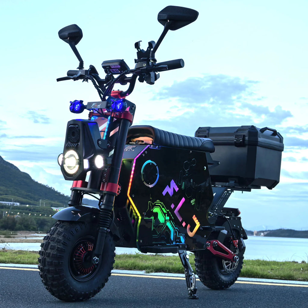 US Stock FLJ Scooter 72V 12000W Electric Scooter with 14 inch Off Road Fat Tire Removable Battery and App Function Scooter