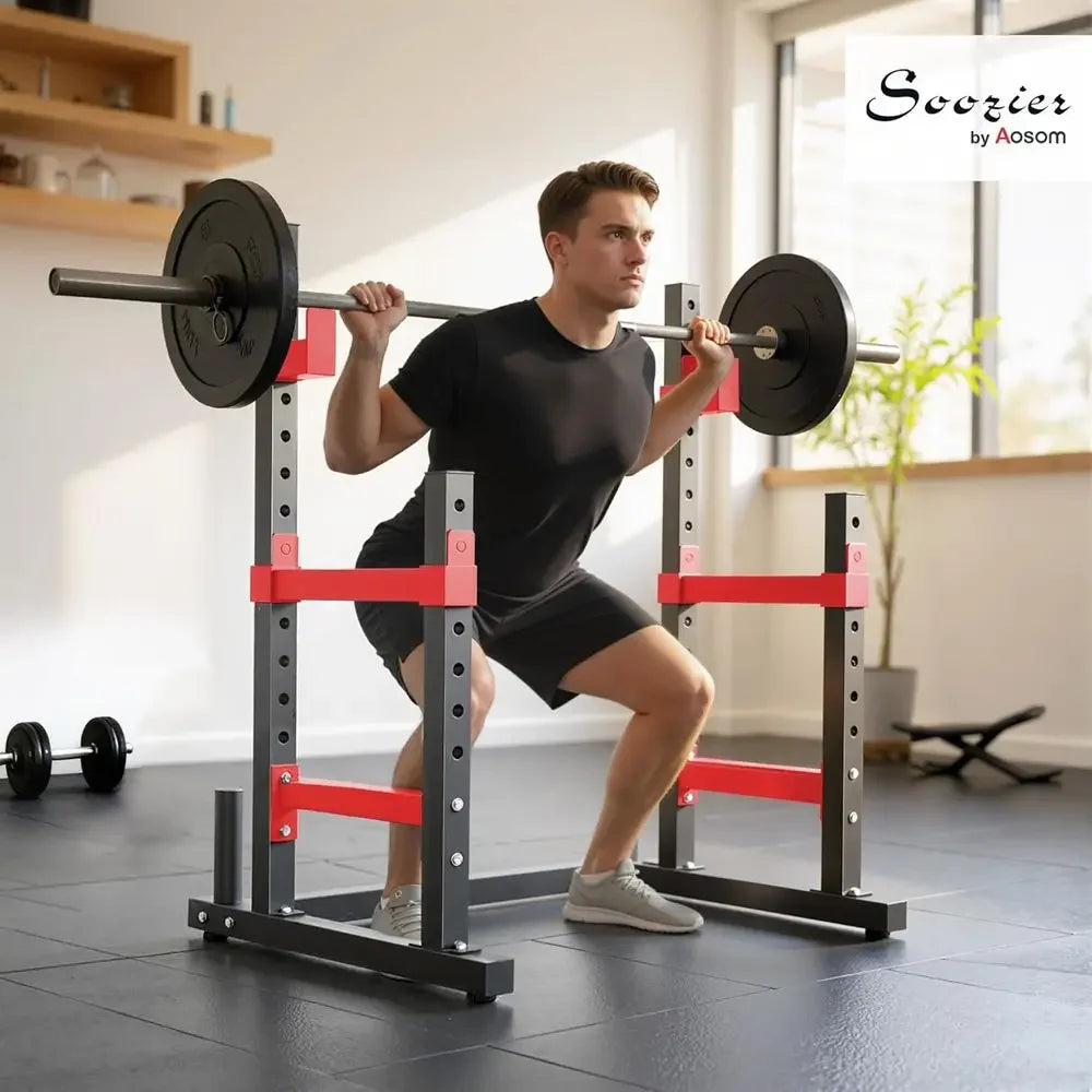 Max Load 660lbs: Versatile Squat Stand, Bench Press Rack, and Heavy Duty Bar Holder for Home Gym Strength Training