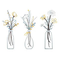 3 Pcs Metal Flowers Wall Art for Living Room, Dining Room, Bedroom Decor Minimalist Floral Vases Wall Decor Boho Metal Wall Art