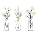 3 Pcs Metal Flowers Wall Art for Living Room, Dining Room, Bedroom Decor Minimalist Floral Vases Wall Decor Boho Metal Wall Art
