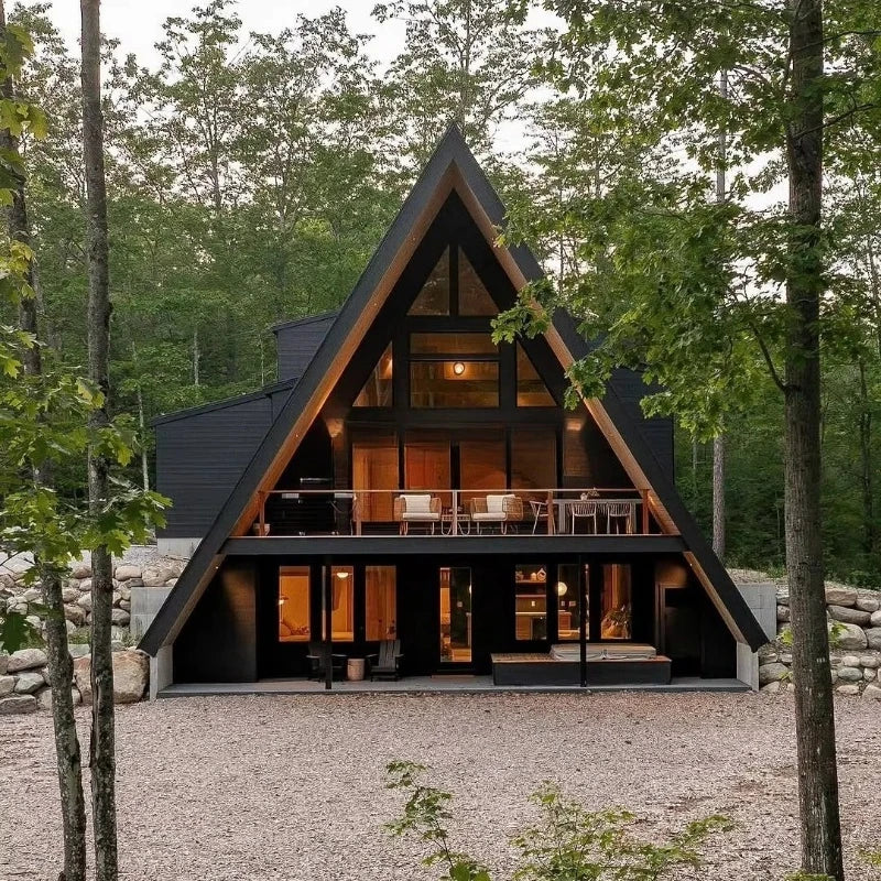 Triangular Roof Prefabricated House China Waterproof Steel Structure Building Modular Cabin Tiny Homes