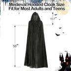 Halloween Medieval Hooded Cloak 3-Layer Chiffon Gothic Witch Cape for Adults and Teens, Unisex Cosplay Costume