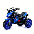 Kids Motorcycle Ride-On Motorcycle 3-Wheels Battery Powered Motorbike  Rechargeable 12 V kids  ride on toy with PU seat Training  Wheels/manual throttle/ drive by hand /Lighting  wheels