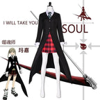 Maka Albarn Cosplay Costume Soul Eater MAKA Black Coat Combat Outfit Dress JK Sailor Uniform Shirt Wig Set For Women Comic Con
