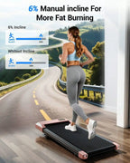 Foldable 6% Slope Under Desk Treadmills 2.5 HP Quiet Walking Pad Portable Remote Control LED Display 300LBS Exercise Walkingpad