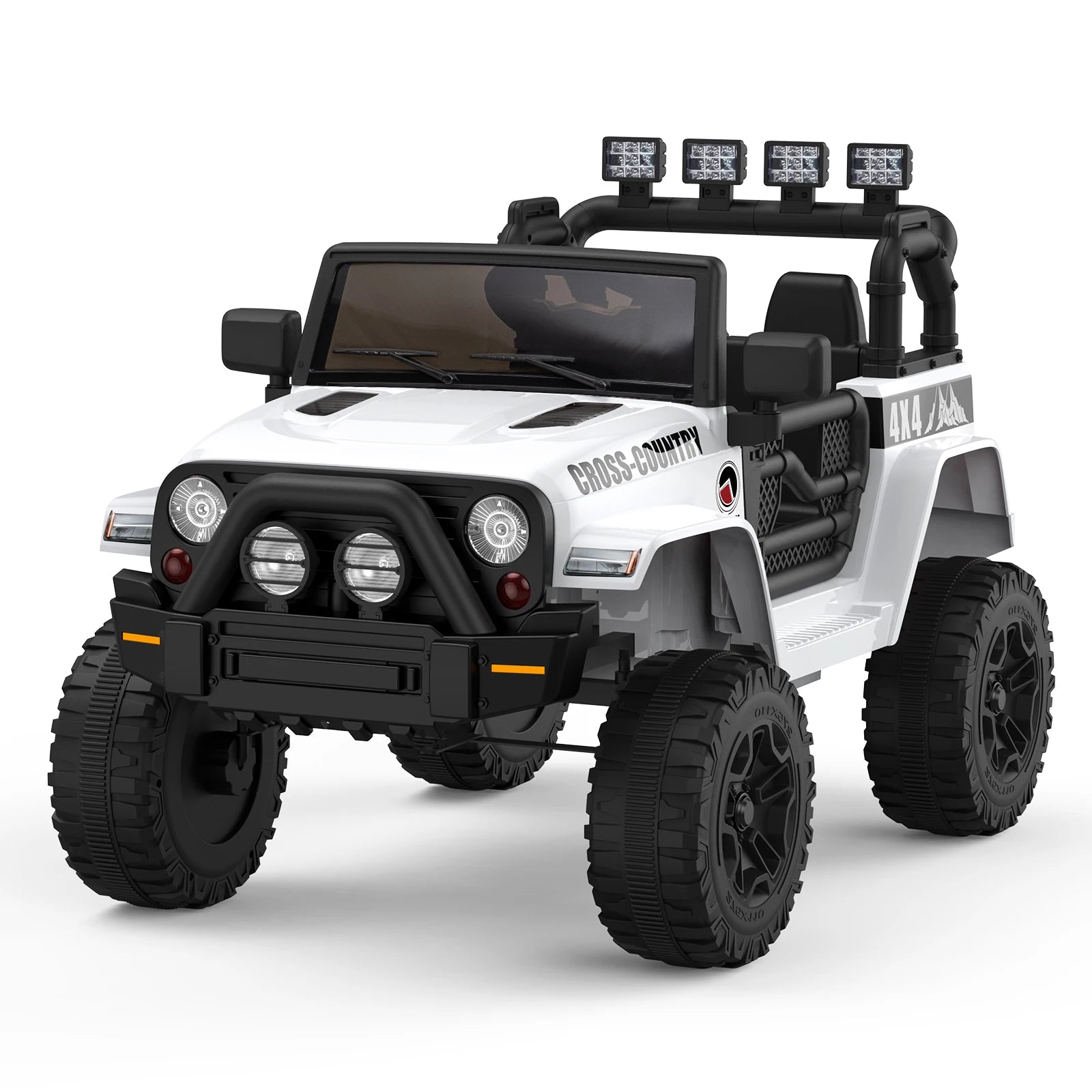 12V 2 Seater Kids Ride On Truck With Parent Remote Control, Electric Car With 2 Speeds, LED Lights, Bluetooth, USB, MP3, Lockable Doors
