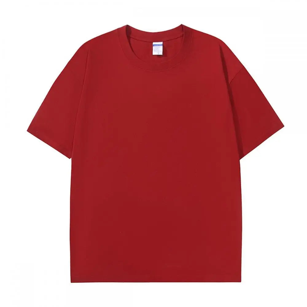 Summer Men Classic Basic Round Neck Short Sleeve White Solid T Shirt Pure Cotton Plus Size High Quality Daily Casual Top
