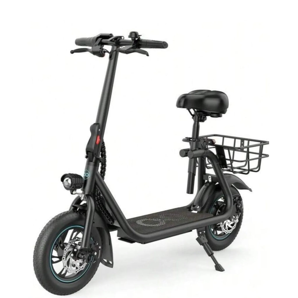 Gyroor Adult Electric Scooter with Seat – 450W Motor, 15-Mile Range, 16 MPH, 12" Tires, Rear Basket, UL2272 Certified, Adjustable Seat for Commuting & Errands